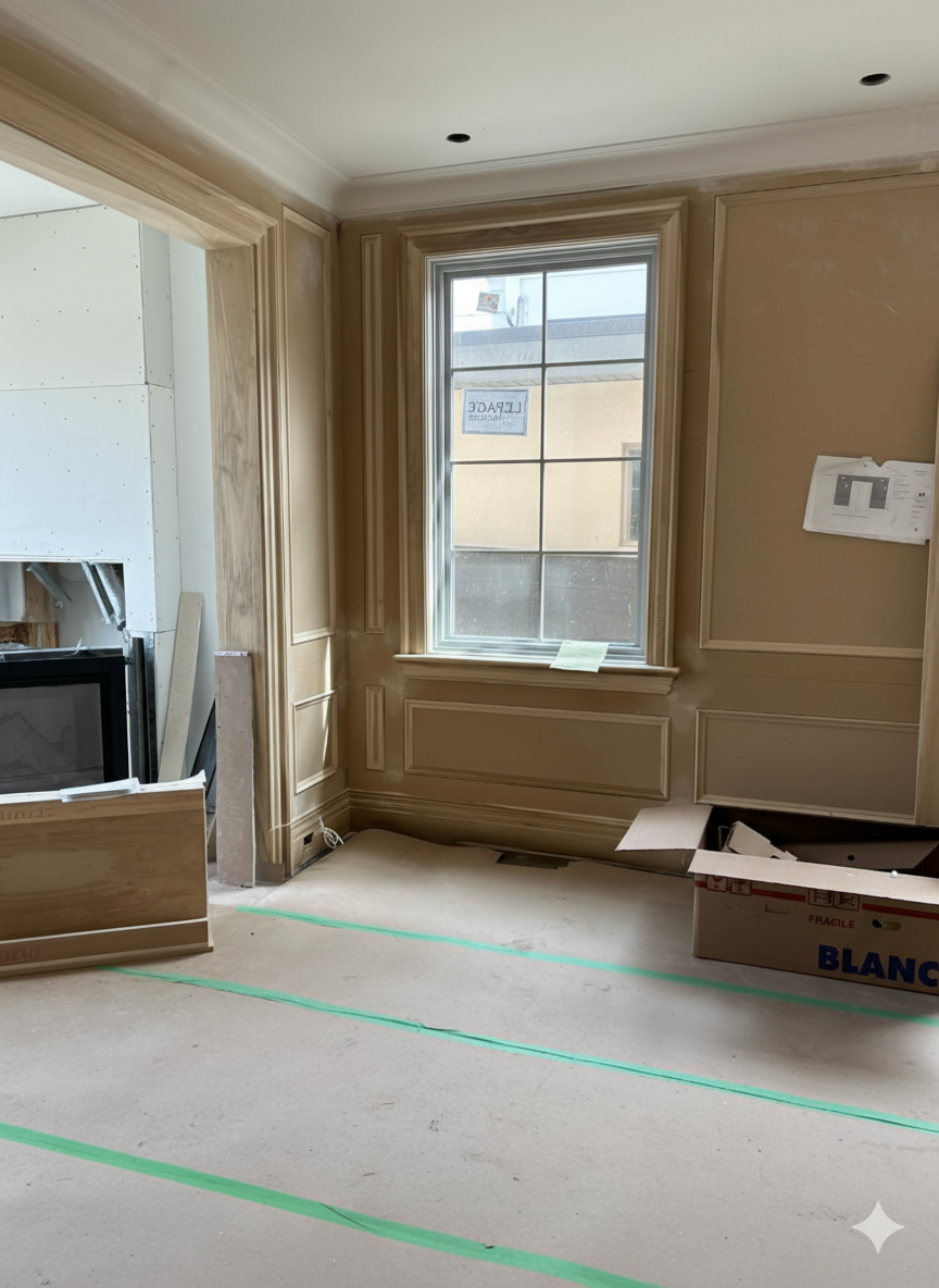 Hardwood flooring installation in progress Toronto